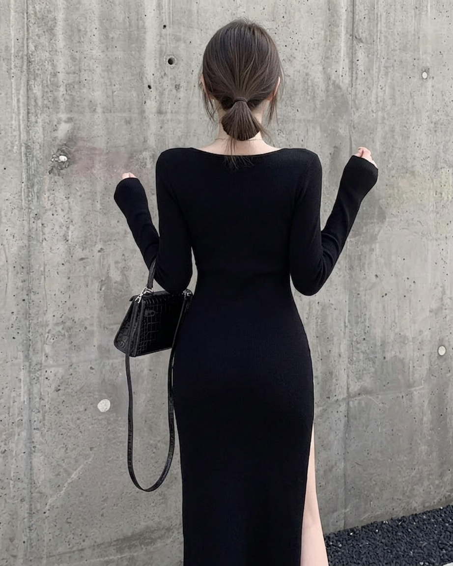 Noir Slit ロングワンピース