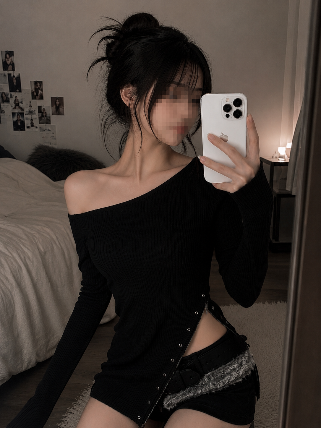 Obsidian Zip Grunge-Strickpullover