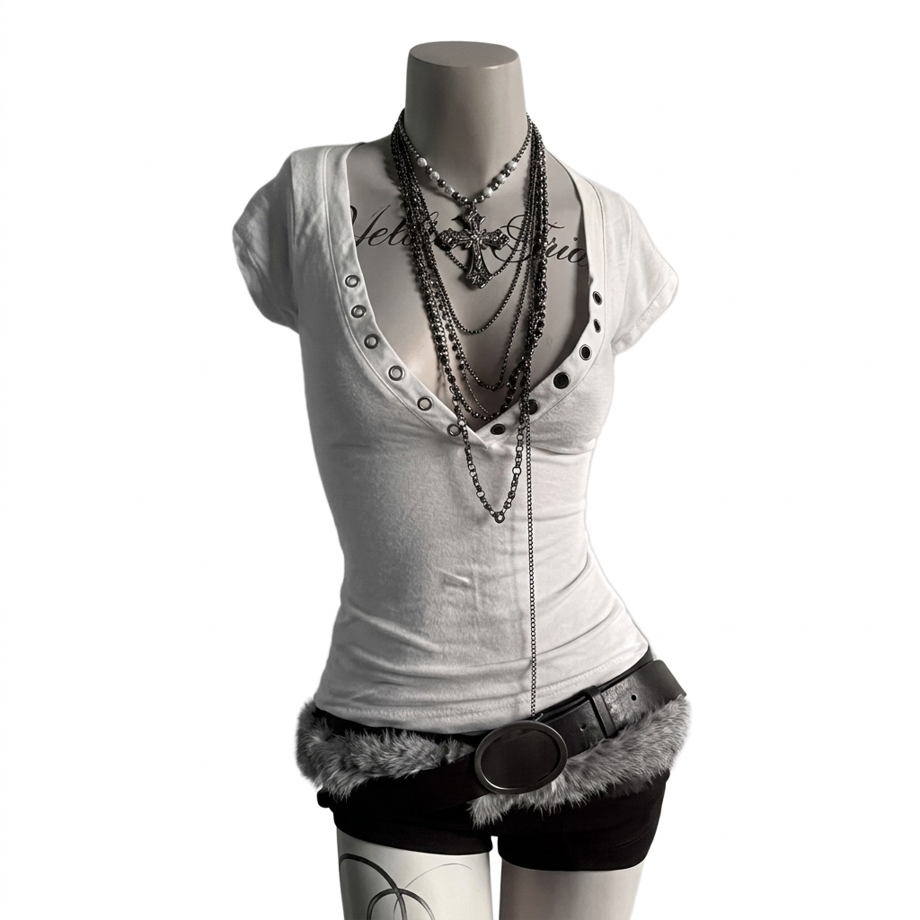 Haut grunge Noir Edge